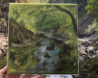 Original Swallow Falls Oil Pastel Painting