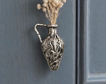 Pomello per mobile a forma di vaso in argento, maniglia per cassetto in bronzo, maniglia per armadio in stile vintage francese, ferramenta scultorea per mobili per ante e cassetti da 18 mm