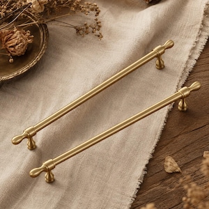 Vintage-Schrankgriff aus Messing im französischen Landhausstil, antike Möbelbeschläge aus massivem Messing, luxuriöser Küchenschrankknopf, Kommodengriff
