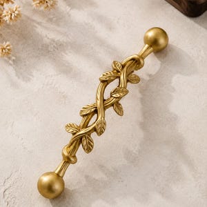 Antique Brass Cabinet Pulls, Vintage Gold Drawer Handles, Chinese Style Leaf Furniture Hardware, Decorative Kitchen Cabinet Knobs, Retro