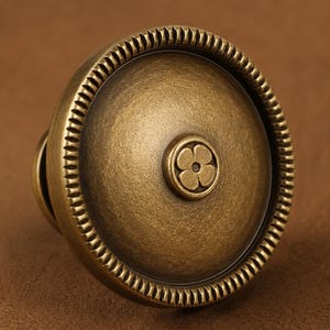 アンティーク真鍮製キャビネットノブ、ヴィンテージ引き出し取っ手、丸型家具金具、レトロなドレッサー、ワードローブ、食器棚の取っ手、ミッドセンチュリー風ホームデコレーション