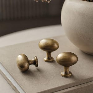 Antieke messing kastknop, ovale ladeknop, vintage meubelbeslag, retro kastgreep, minimalistische dressoir-, keukenkastbeslag