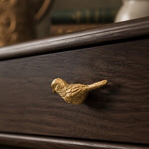 Vintage Brass Bird Cabinet Knob, Antique Gold Drawer Pull, Decorative Furniture Handle, European Style Cupboard Hardware, Retro Dresser Pull