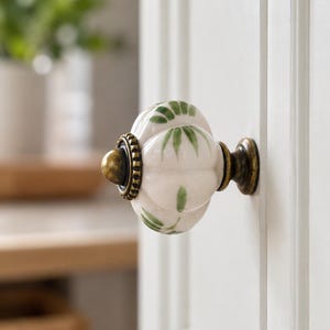 Pomelli in ceramica dipinti a mano a forma di zucca, maniglie per cassetti in stile vintage con motivo floreale, pomelli a foro singolo per cassettiere, armadi e ante di guardaroba. B