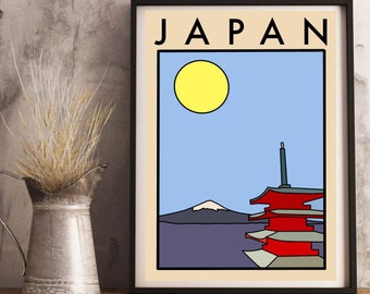 Minimalist, Abstract Japan Travel Artwork Print | Gift for Him / Her / Boyfriend Homemade Unique Vintage | Asia, Tokyo