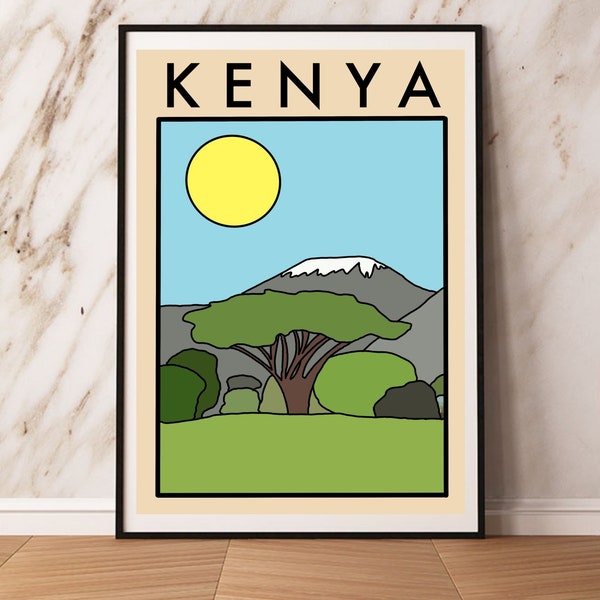 Minimalist, Abstract Kenya Travel Artwork Print | Gift for Him / Her / Boyfriend Homemade Unique Vintage | Nairobi