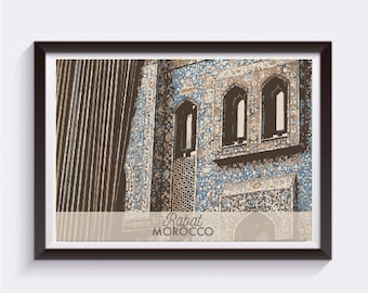 Abstract Morocco Travel Artwork Print Minimalist Casablanca Gift for Him Her Boyfriend Homemade Unique Vintage