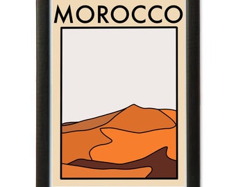 Abstract Morocco Travel Artwork Print Minimalist Casablanca Gift for Him Her Boyfriend Homemade Unique Vintage