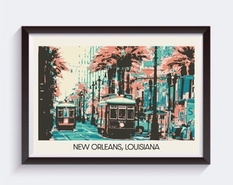 New Orleans, Louisiana Postcard Style Travel Print | Birthday Gift for Him/Her/Boyfriend/Girlfriend/Dad/Mum/Best Friend | Vintage Poster Art