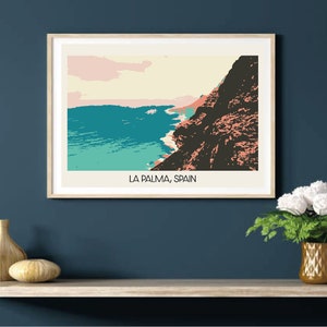 La Palma, Spanien Postkartenstil Poster | Geschenk für Sie/Ihn/Freund/Freundin/Papa/Mama/Bester Freund | Vintage Landkarte Plakat Kunst