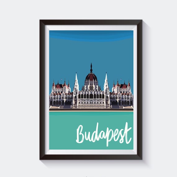 Budapest Parliament Illustration Hungary Travel Poster Budapest Art Print