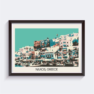 Naxos, Grecia Cartolina stile di viaggio Stampa di viaggio / Regala lui / Hora Chora Kastro Agios Prokopios Agia Anna Mikri Vigla Paros / Poster vintage