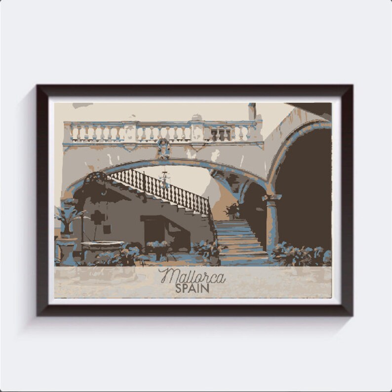 Artwork Gift for Him Her Boyfriend Homemade Unique Vintage Mallorca Wall Art Map Office Spain Neutral Retro Travel Print