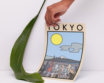 Minimalist, Abstract Tokyo Travel Artwork Print | Gift for Him / Her / Boyfriend Homemade Unique Vintage | Japan