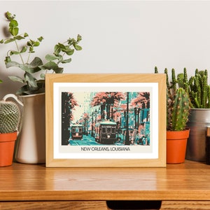 Nueva Orleans, Luisiana postal estilo impresión de viaje / regalo de cumpleaños para él/ella/novio/novia/papá/mamá/mejor amigo / arte del cartel vintage