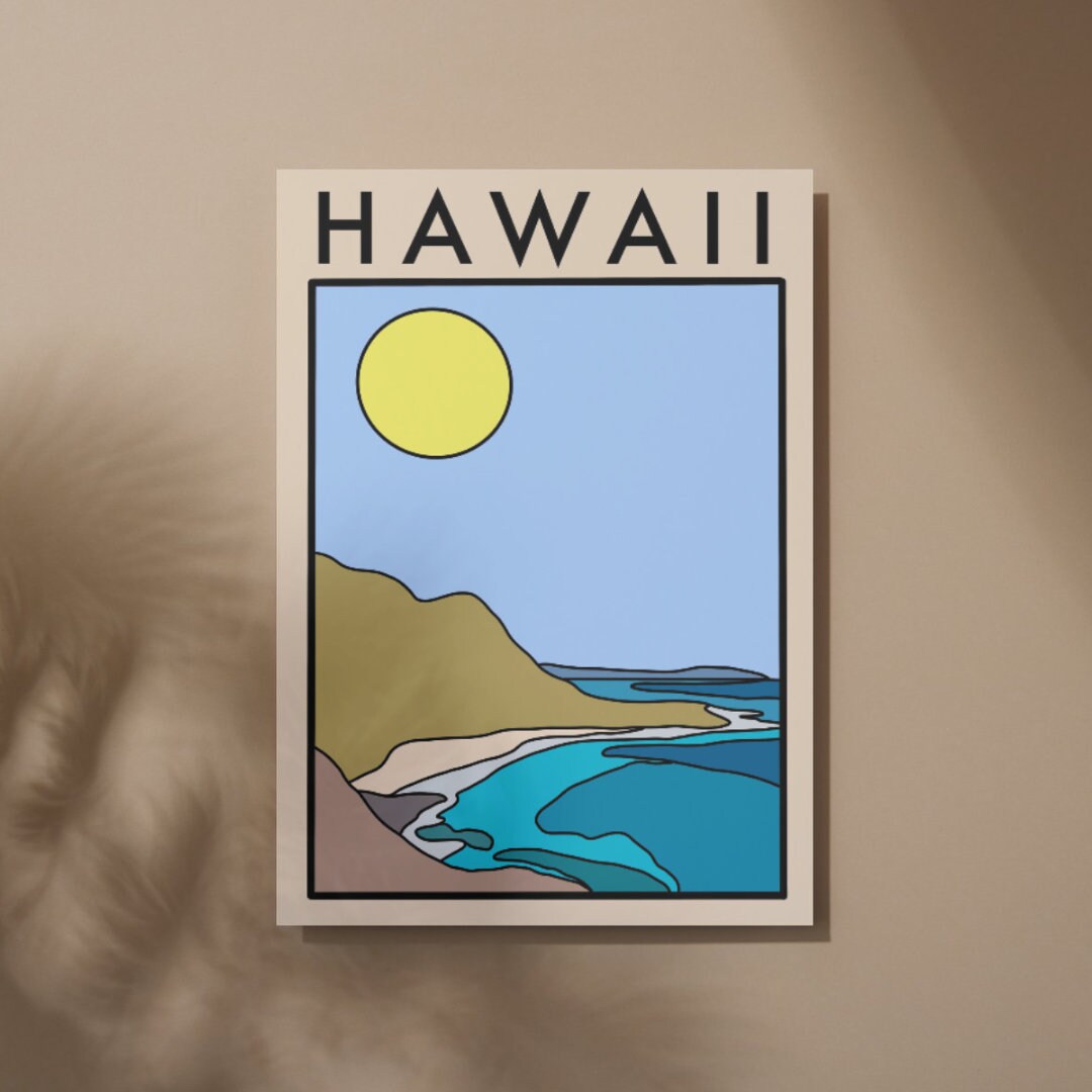 Minimalist, Abstract Hawaii Travel Artwork Print | Gift for Him / Her ...