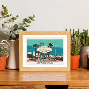 Impression de voyage de style carte postale à Las Vegas, Nevada | Cadeau d'anniversaire pour lui/elle/petit ami/petite amie/papa/maman/meilleur ami | affiche d'art de carte vintage