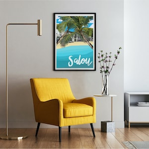 Salou, España Viajes Obra de arte Impresión / Cumpleaños/Regalo de aniversario para él/ella/novio/novia/papá/mamá/mejor amigo / Vintage mapa cartel arte