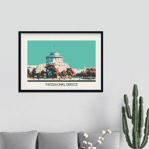 Salonicco, Grecia cartolina stile viaggio stampa / regalo lui/lei / Lower Toumba Charilaou Ano Poli Analipsi Halkidiki Creta / Poster vintage