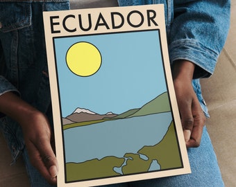 Minimalist, Abstract Ecuador Travel Artwork Print | Gift for Him / Her / Boyfriend Homemade Unique Vintage |  Quito