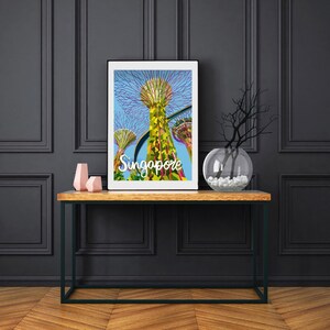 Singapore, Asia Travel Artwork Print | Birthday Gift Him/Her/Boyfriend/Girlfriend/Dad/Best Friend | Gardens By The Bay Vintage Poster Art