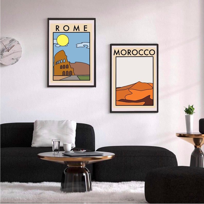 Abstract Morocco Travel Artwork Print Minimalist Casablanca Gift for Him Her Boyfriend Homemade Unique Vintage