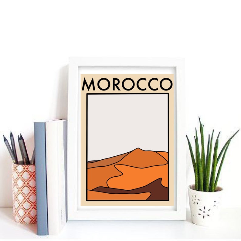 Abstract Morocco Travel Artwork Print Minimalist Casablanca Gift for Him Her Boyfriend Homemade Unique Vintage