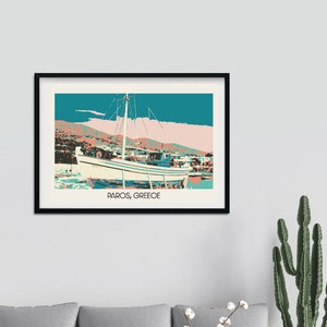 Paros, Grecia cartolina stile viaggio stampa / regalo lui/lei / Naousa Aliki Piso Livadi Naxos Santorini Milos Amorgos Sifnos / Poster vintage