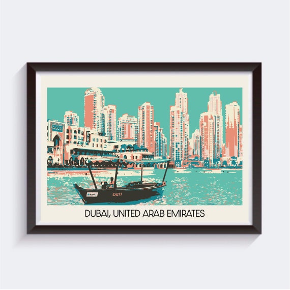 Dubai United Arab Emirates Postcard Style Travel Print Gift