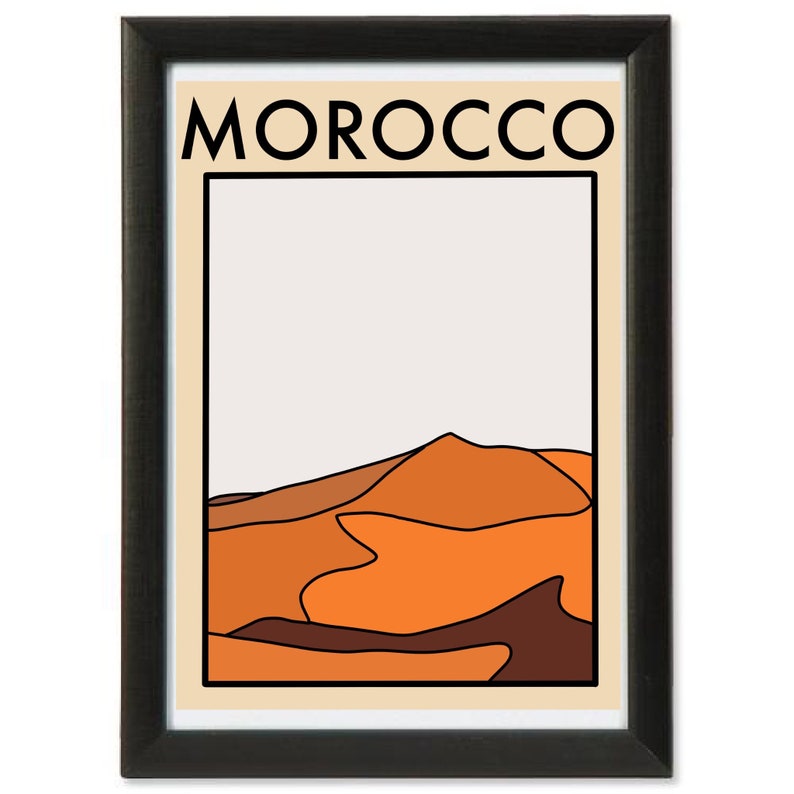 Abstract Morocco Travel Artwork Print Minimalist Casablanca Gift for Him Her Boyfriend Homemade Unique Vintage