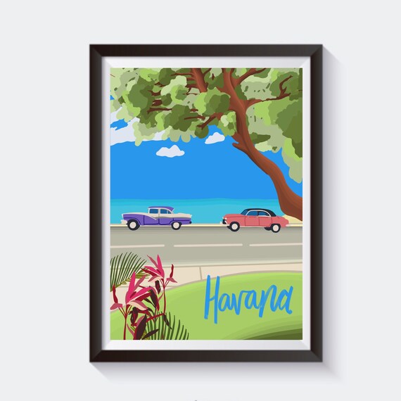 Hot Habana Nights Cuba Havana Vintage Travel Poster Reproduction