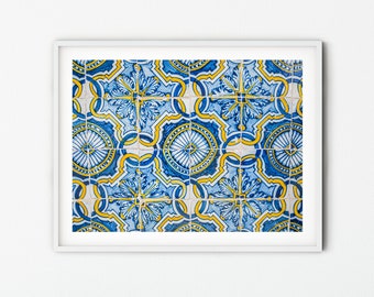 Portuguese Tile Print, Blue Tiles Print, Indigo Blue Decor, Azulejo Print Poster, Blue Azulejo Poster, Portuguese Wall Art, Home Decor