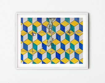 Retro Print, Portuguese Tile,  Portuguese Azulejos, Printable Modern Photography,Azulejos print, Lisbon Portugal Street Art.