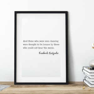Friedrich Nietzsche Quote, Dance Print, Music Print, Printable Art, Inspirational Print,Minimalist Art Print, Printable wall art. Instant.