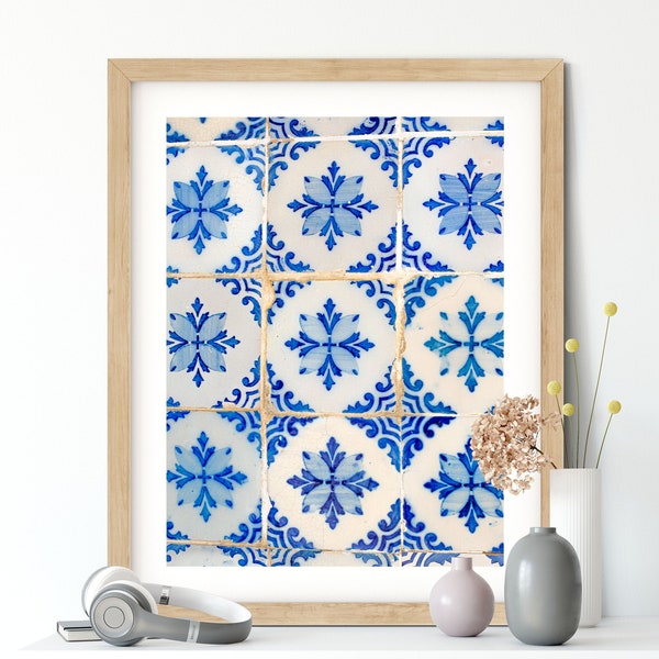 Portuguese Tile Print, Blue Tiles Print, Indigo Blue Decor, Azulejo Print Poster, Blue Azulejo Poster, Portuguese Wall Art, Home Decor