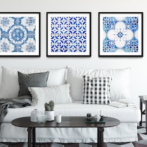 Arte de parede em azulejo português, conjunto de 3 impressões, arte de parede para impressão, download instantâneo, para impressão, Impressão de Azulejos de Portugal, Fotografia de Portugal imagem 1