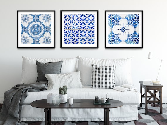 Portuguese Tile wall art, Prints set of 3, Printable wall art,  Instant Download, Printable, Portugal Azulejos Print, Portugal Photography