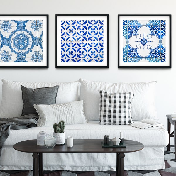 Portuguese Tile wall art, Prints set of 3, Printable wall art,  Instant Download, Printable, Portugal Azulejos Print, Portugal Photography