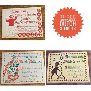 Lot of 3 1940's Pennsylvania Dutch Hex Sign Patterns and Designs