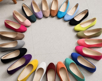 Suède loafers, balletschoenen met zachte zool, mocassins met ronde neus