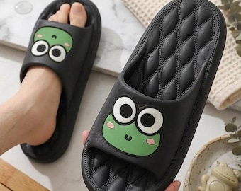 Frog Cloud Slippers, EVA Slides, Non-Slip Bathroom Sandals, Soft Indoor Outdoor Summer Slides