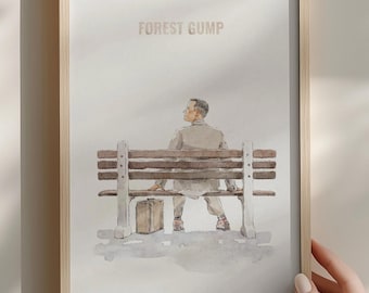 Forrest Gump Watercolor Print | Movie Wall Art | Minimalist Film Poster | Printable Wall Decor | Digital Download