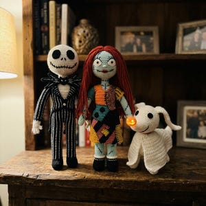 Mardrömmen före jul Virkmönsterpaket Jack Skellington, Sally & Zero Amigurumi PDF