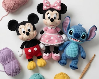 Mickey Mouse Minnie Mouse Stitch Amigurumi Crochet Pattern Bundle PDF | Disney Crochet Patterns Beginner Friendly Instant Download