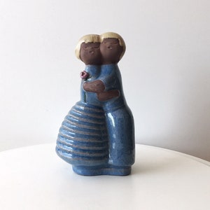 JIE Gantofta Sweden Couple Figurine Sculpture Wedding Couple Bride Or Groom Figurine Wedding Cake Topper Ceramic Couple In Blue Happy Couple