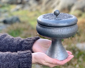 Norwegian Folk Art , Pewter Bowl With Lid