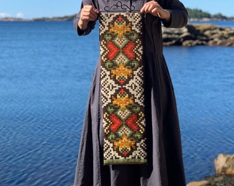 Norwegian Folk Art , Norwegian Bell Pull , Scandinavian Tapestry