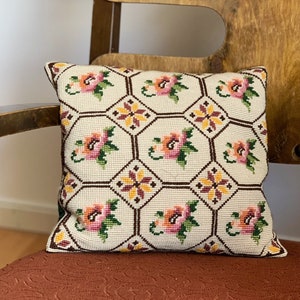 Handmade Vintage Floral Pillow: Norwegian Folk Art Decor