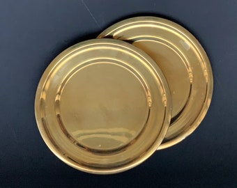 Round Brass Tray , Midcentury Modern Brass Denmark , Set Of 2 Trays