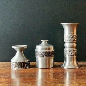 Pewter candle holder , Norwegian pewter , Pewter metal vase